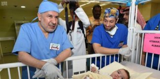 Dr. Abdullah Al-Rabeeah prior to the complex operation to separate the Libyan conjoined twins at King Abdulaziz Medical City (KAMC) on Thursday in Riyadh.