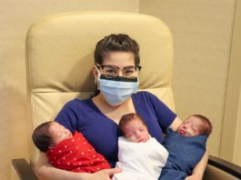 Texas mother with her newborn triplets after beating coronavirus